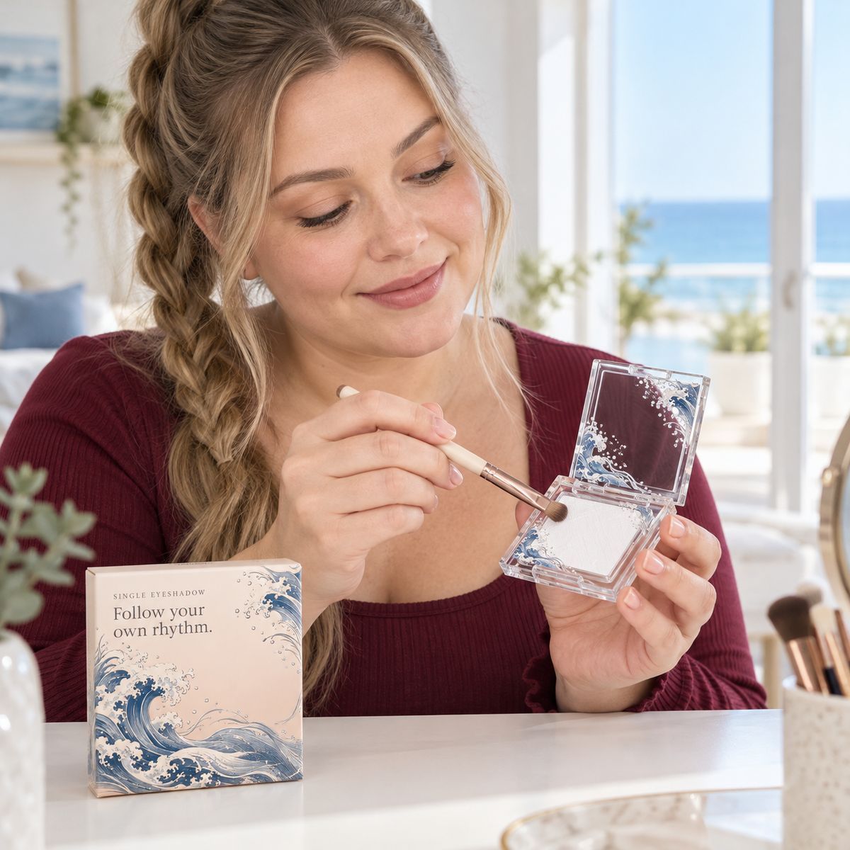 🌊 Single Eyeshadow | Makeup | Vanity | Her | Ocean Wave Design Elegance