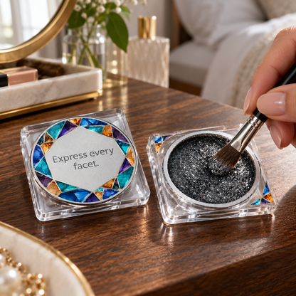 💎 Single Eyeshadow | Makeup | Vanity | Her | Mosaic Silver-Sparkle Design Elegance