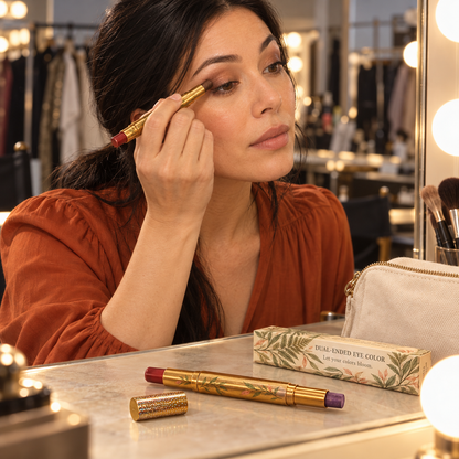 🌿 Eyeshadow | Gold-Tone Casing | Vanity | Her | Botanical Leaf Elegance