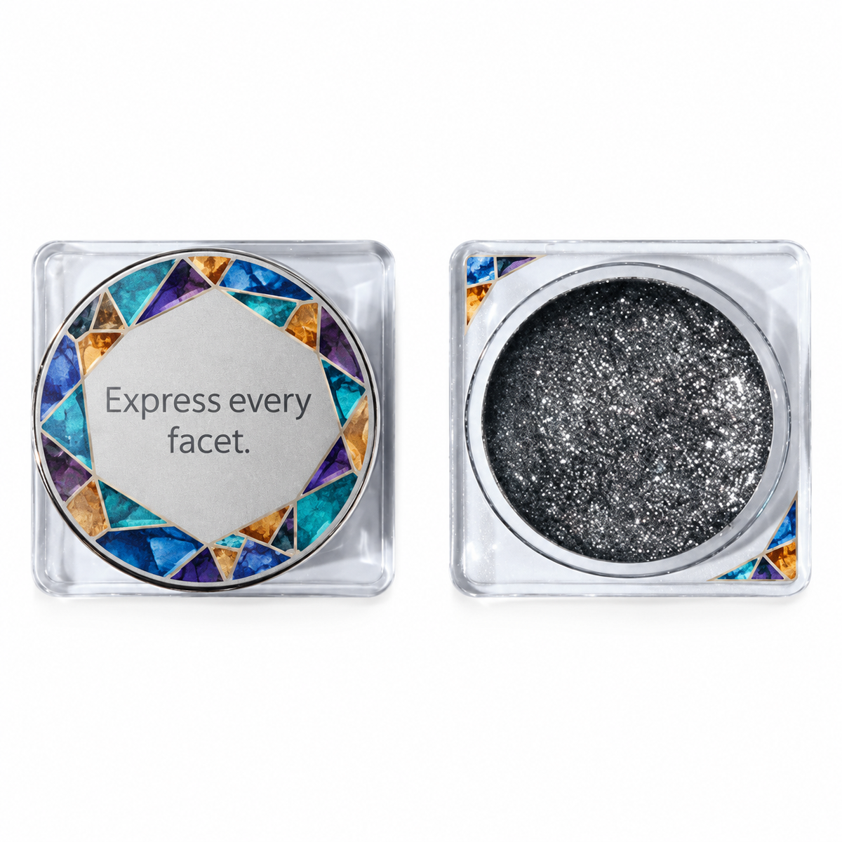 💎 Single Eyeshadow | Makeup | Vanity | Her | Mosaic Silver-Sparkle Design Elegance