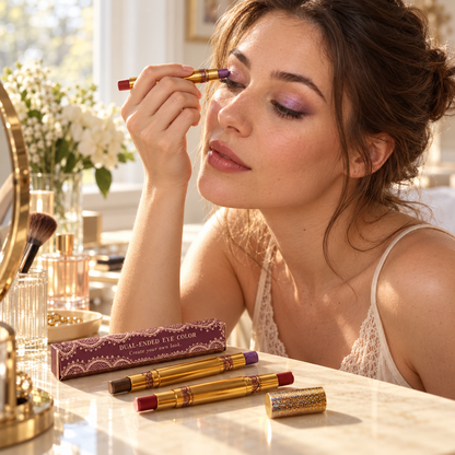 🎨 Eyeshadow | Gold-Tone Casing | Vanity | Her | Vintage Lace Elegance