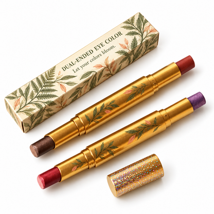 🌿 Eyeshadow | Gold-Tone Casing | Vanity | Her | Botanical Leaf Elegance