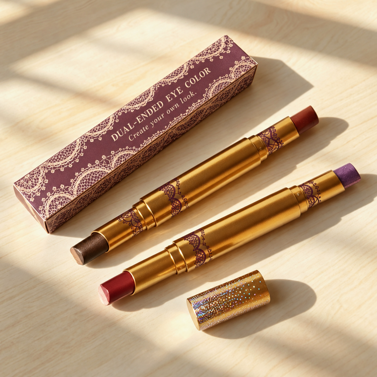 🎨 Eyeshadow | Gold-Tone Casing | Vanity | Her | Vintage Lace Elegance
