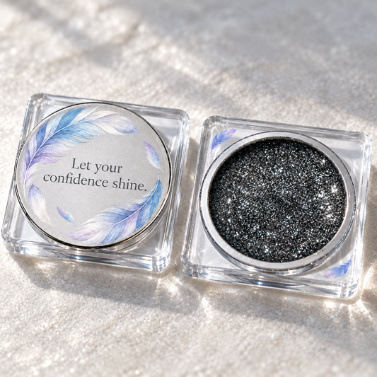 🪶 Single Eyeshadow | Makeup | Vanity | Her | Feather Silver-Sparkle Design Elegance